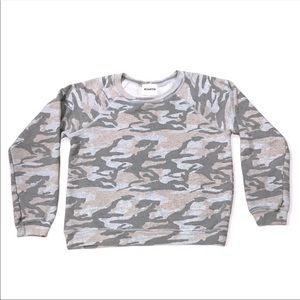 Monrow Camo Crew Neck Pullover Sweatshirt
